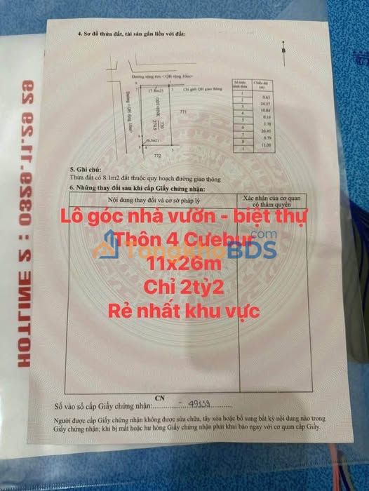 Townhouse Thôn 4 Cư Êbur 286m² 2.2 tỷ - Giá tốt hiếm có