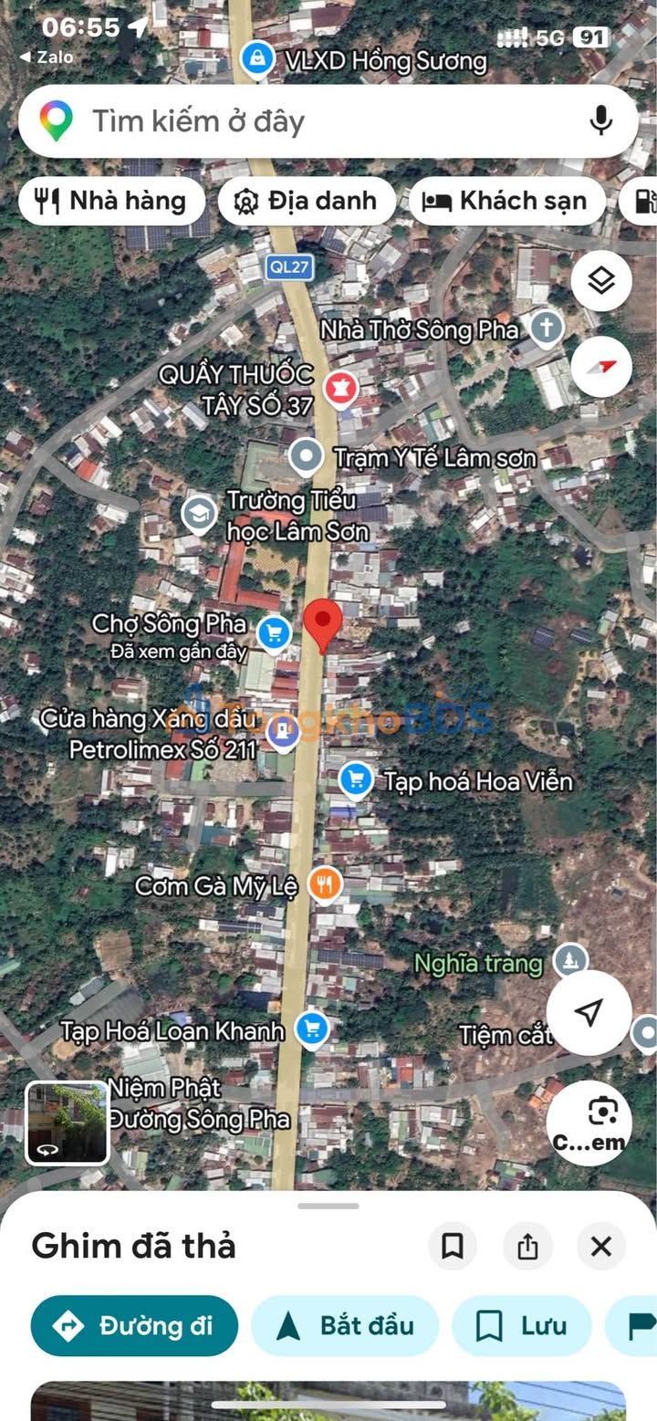 Đất Thổ Cư Mặt Tiền QL27A Ninh Thuận - View Chợ Sông Pha 210m²