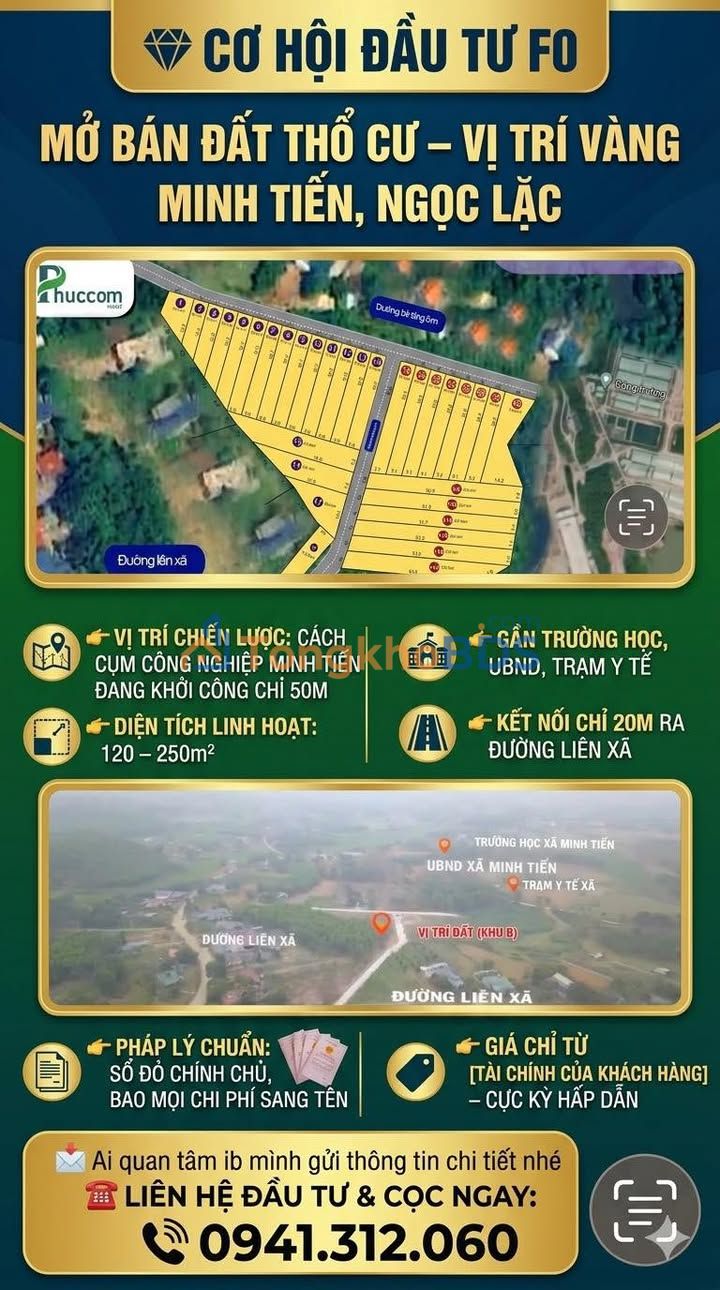 Đất Minh Tiến Ngọc Lặc 120-250m² giá mềm - Sổ đỏ