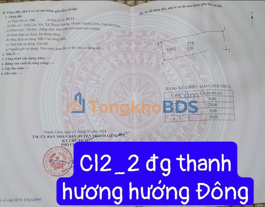Đất nền Hà Nam 120m² - Lô góc Thanh Hương, Thanh Liêm - Chỉ 1.7 tỷ