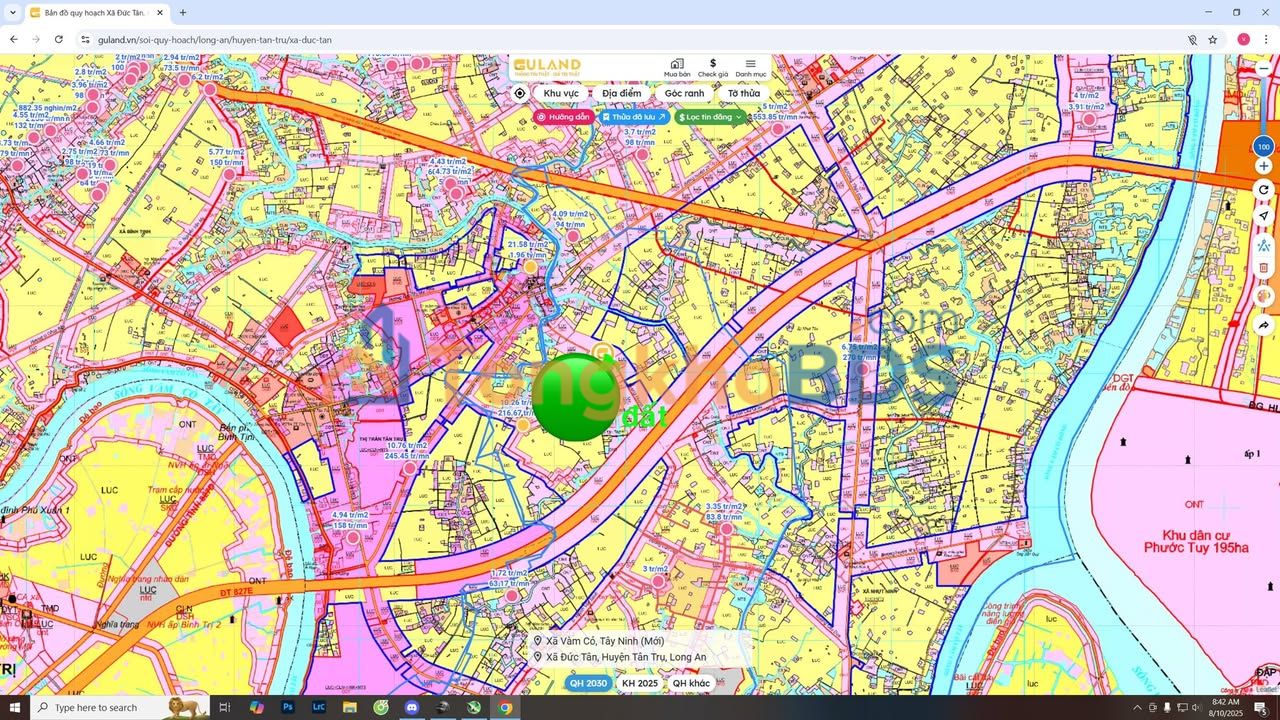 Đất thổ cư 311m² Tân Trụ, Long An - Sổ hồng sẵn, kẹp 2 mặt tiền