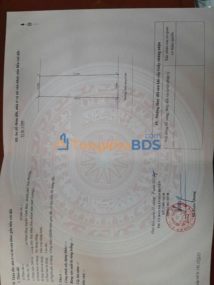 Đất thổ cư 200m² Vĩnh Bảo, Hải Phòng - Đường thông, sổ đỏ sẵn sàng