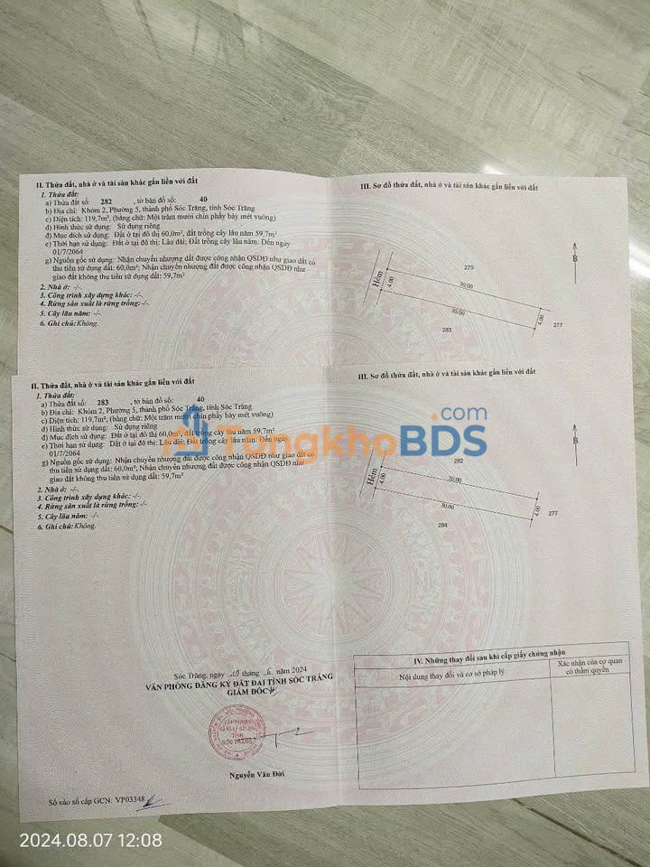 Bán Nền Thổ Cư 120m² Tôn Đức Thắng, Sóc Trăng - Giá 680 Triệu Chính Chủ