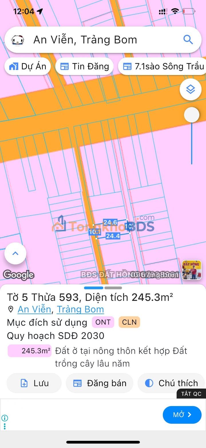 Đất Trảng Bom Đồng Nai 250m² Sổ Hồng Thổ Cư 100m² - Giá Tốt 2.x Tỷ