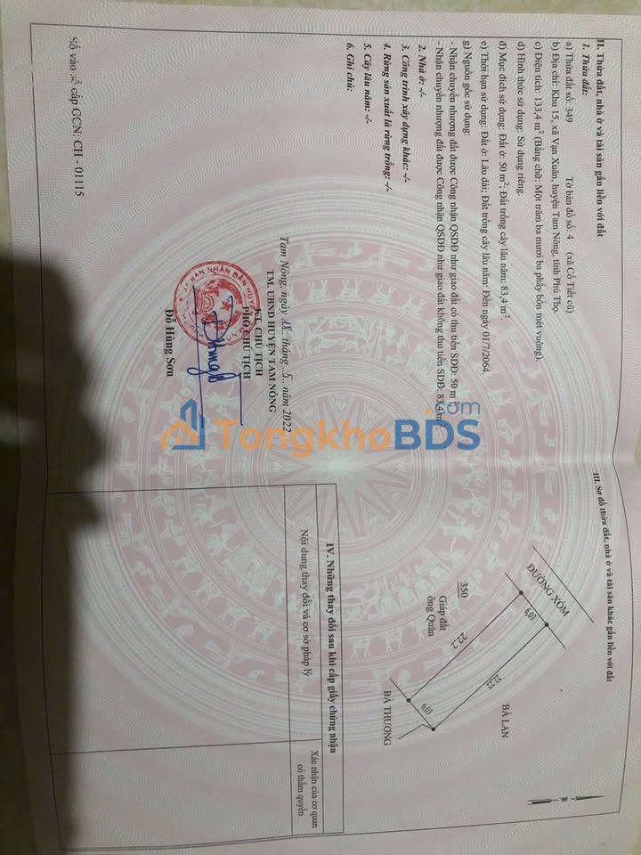 Đất nền Tam Nông, Phú Thọ 133.4m² - Sổ đỏ sẵn sàng, ô tô tránh