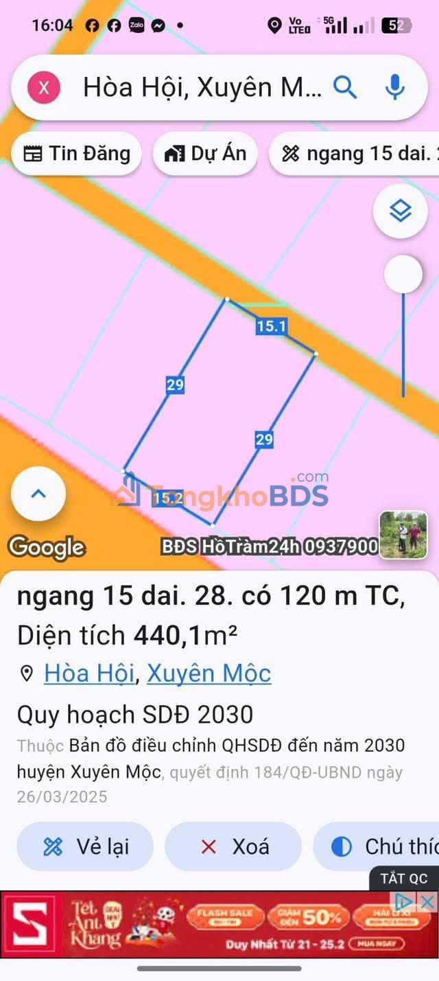 Đất nền Xuyên Mộc BRVT - 420m² Sổ Hồng Sẵn Sàng - Giá Tốt