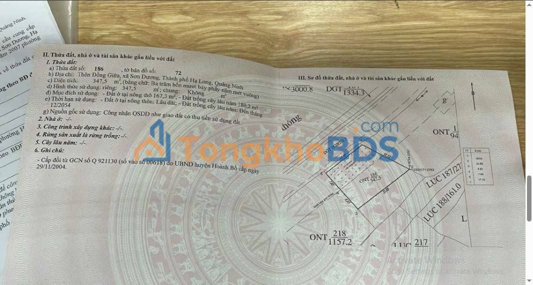 Bán Đất Thổ Cư Mặt Đường 279, Hạ Long - 347m² Giá 1.9 Tỷ