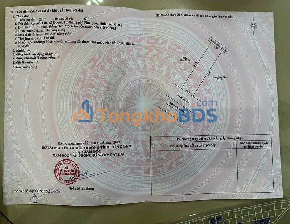 Đất Tái Định Cư Suối Lớn, Phú Quốc 144m² - Sổ Đỏ Rõ Ràng, Giá 3.25 Tỷ