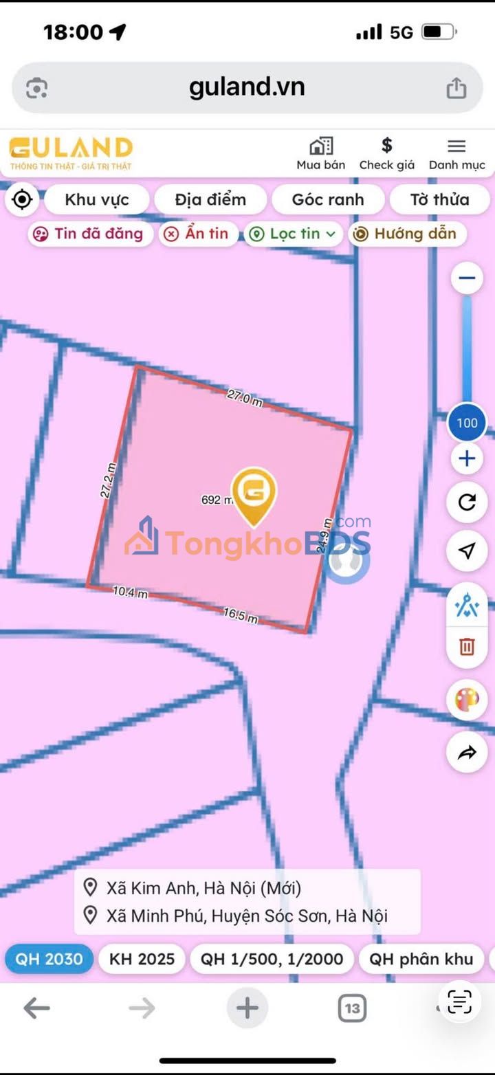 Đất Lô Góc Nở Hậu Minh Phú Sóc Sơn 705m² - Kinh Doanh Thoải Mái