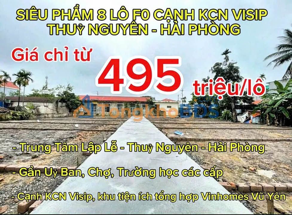 Đất nền Lập Lễ, Thủy Nguyên - Sổ hồng từng lô, giá từ 495 triệu