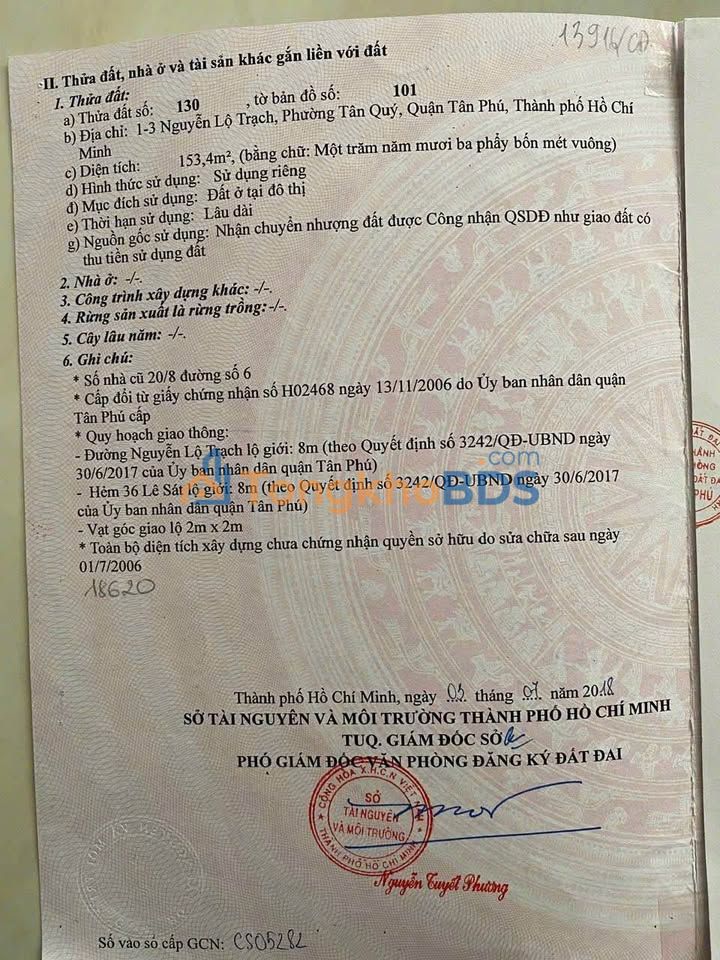 Đất nền Tân Phú 154m² 10.8 tỷ - Đường lớn ô tô