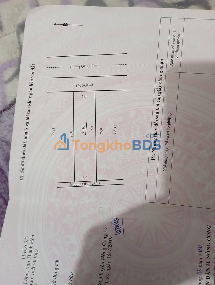 Bán Đất Nông Cống 150m² Hướng Đông - Giá 9xx Triệu/Sổ Đỏ Sẵn