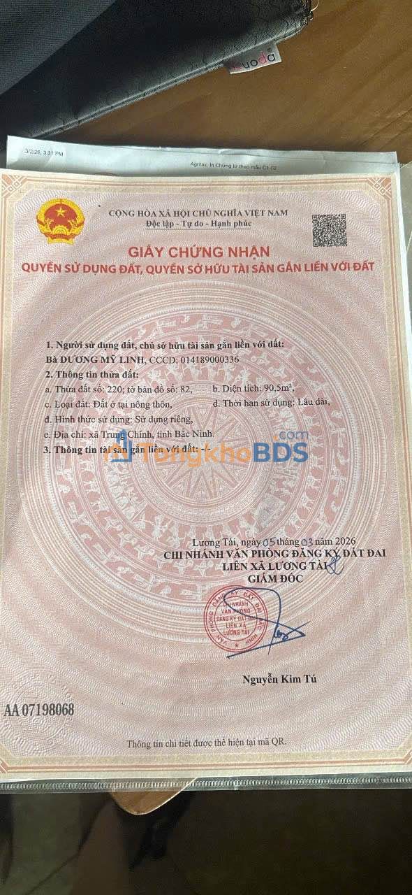 Bán đất Xã Đại Bái, Gia Bình - 90m², Mặt tiền 5.35m, Gần sân bay Gia Bình