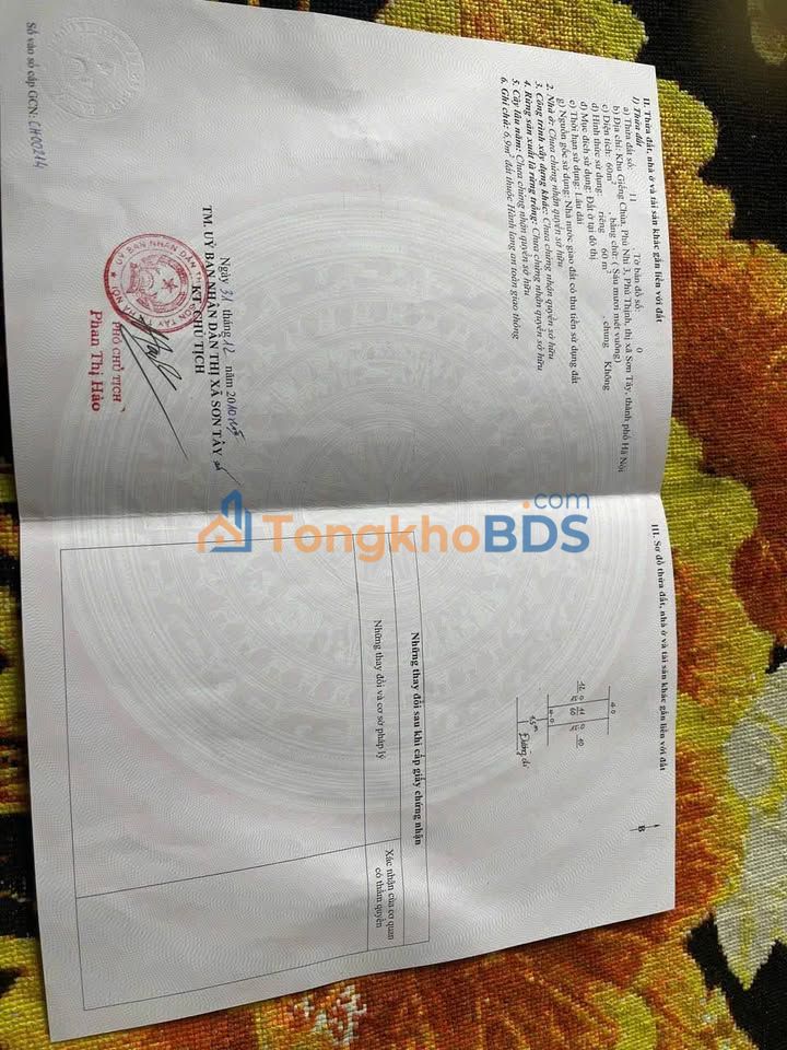 Bán gấp đất Phú Thịnh, Sơn Tây 60m² - Sổ đỏ đô thị, giá 2.38 tỷ