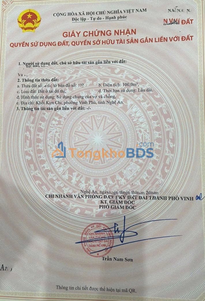 Đất Nghi Ân Vinh 100m² 2 tỷ - Hạ tầng hoàn thiện