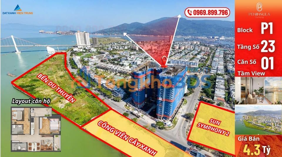 Căn hộ 2PN Tầng 23 Peninsula Đà Nẵng 61.8m² - View Biển, Núi Sơn Trà