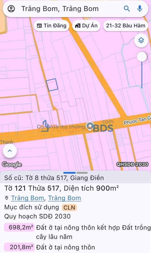 Đất nền Trảng Bom Giang Điền 896m² giá 3.5 tỷ - Sổ hồng chính chủ