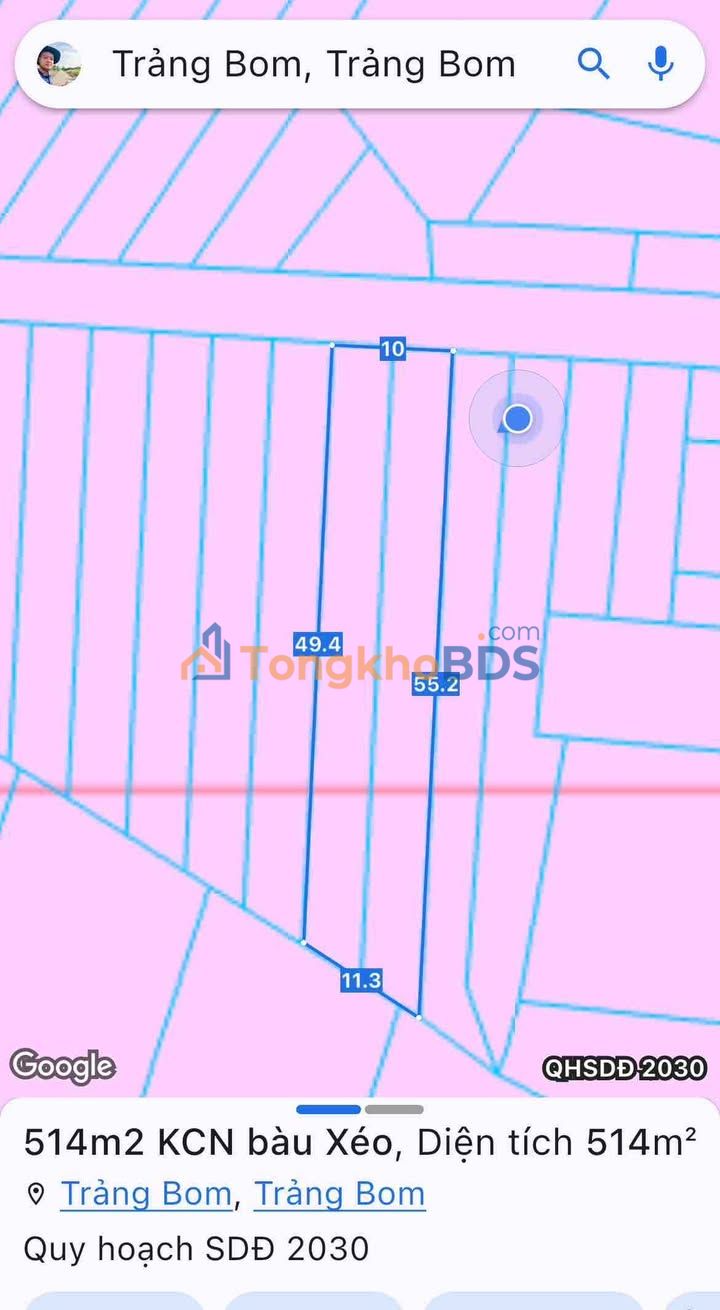 Đất Nền 514m² Sông Trầu, Trảng Bom - Full Thổ Cư, Mặt Tiền Nhựa Giá Tốt