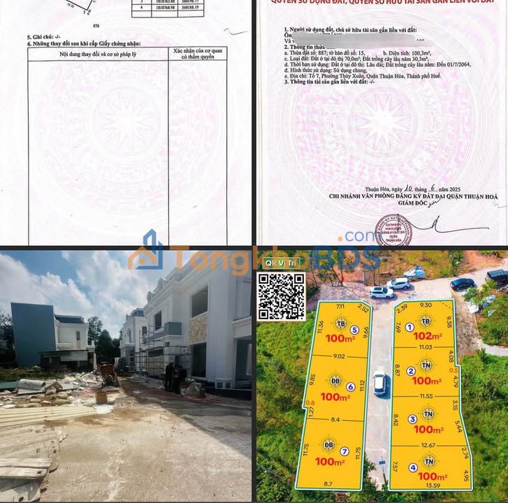 Đất nền Huế Thuỷ Xuân 100m² 1.55 tỷ - Tiềm năng tăng giá