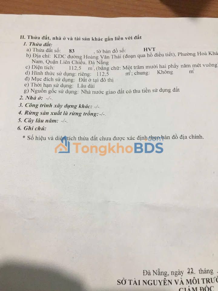 Đất Mặt Tiền Hoàng Văn Thái, Liên Chiểu - 112.5m² Kinh Doanh/Kho Bãi - 4.35 Tỷ