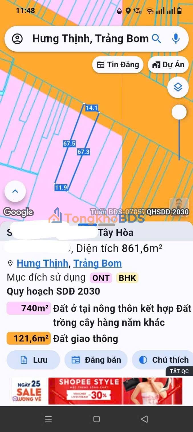 Đất Vàng Mặt Tiền QL 1A Trảng Bom, Đồng Nai - 861m² Sẵn Nhà