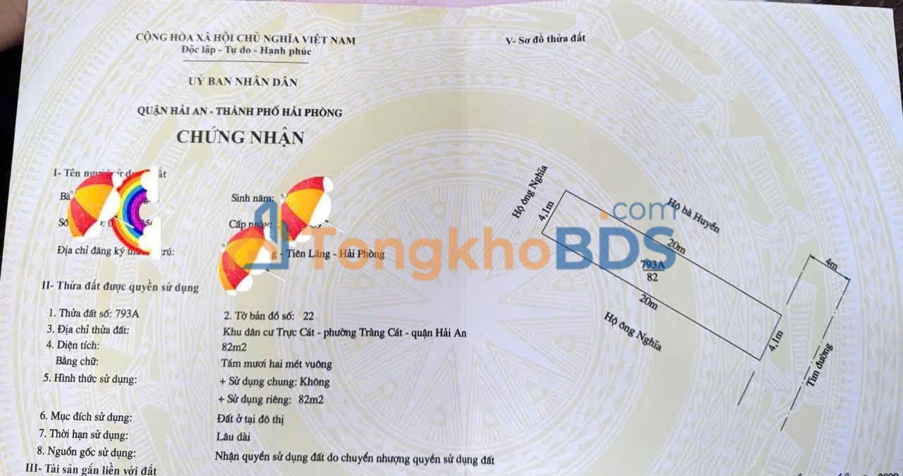 Bán đất 82m² Tràng Cát, Hải An - Gần chợ, 3.15 tỷ, Sổ đỏ chính chủ