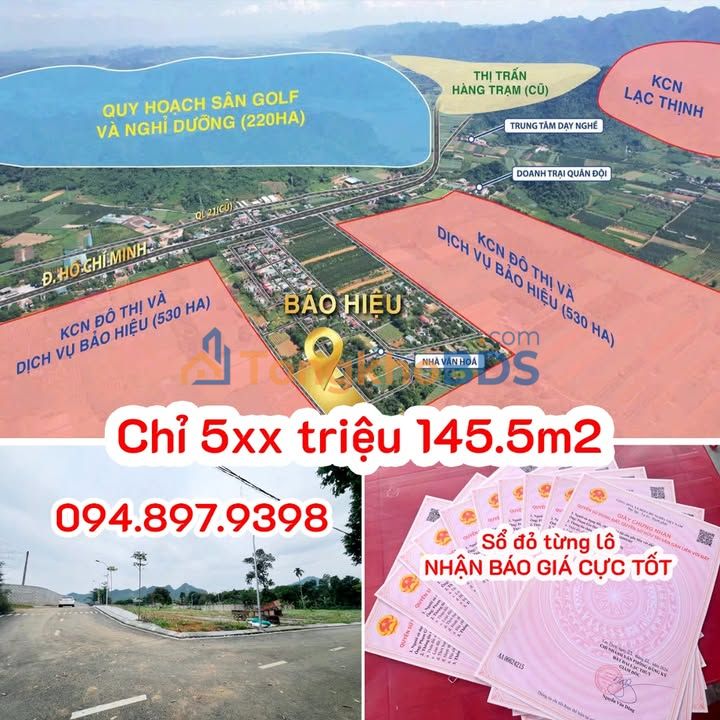 Đất nền Bảo Hiệu - Yên Thủy 145m² giá chỉ 5xx triệu, sát KCN 530ha