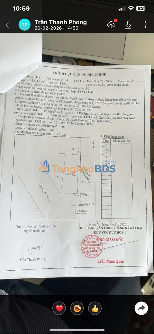 FrontHouse Đường tỉnh 822B Đức Hòa 1500m² giá 4.5 tỷ - Sẵn sàng làm nhà xưởng