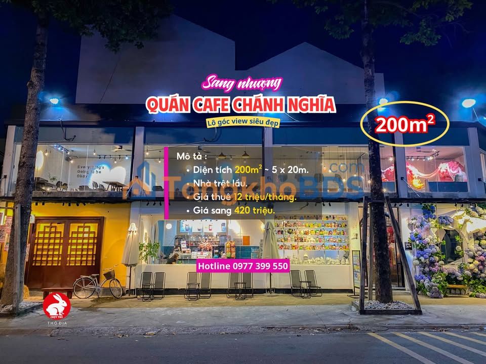 Sang quán Cafe Góc Chánh Nghĩa, TDM - 200m², View Đẹp, Giá 420 Triệu