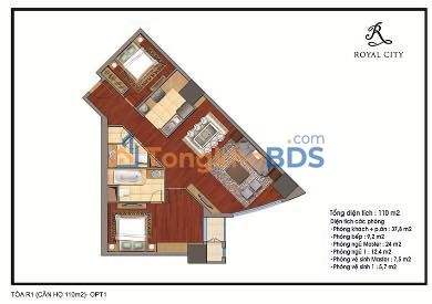 Chung cư Royal City 110m² - Căn hộ tầng trung, view bể bơi thoáng đãng