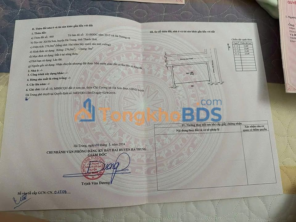 Bán Gấp Lô Góc 2 Mặt Tiền Hà Trung, Thanh Hóa - 276m² Sổ Hồng Sẵn