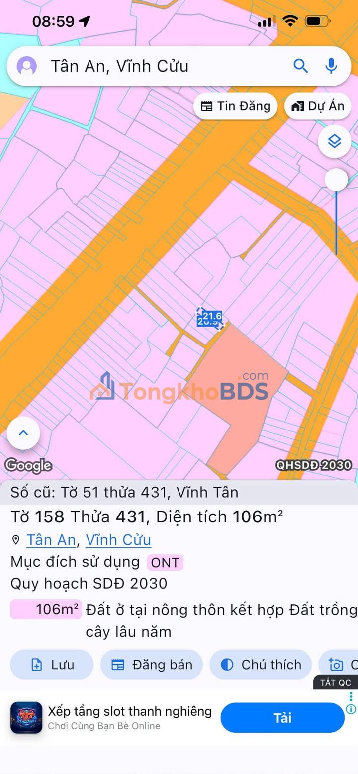 Đất Vĩnh Tân 106m² Sổ Hồng Full, Xây Nhà Ở Ngay - Giá 7xx Triệu