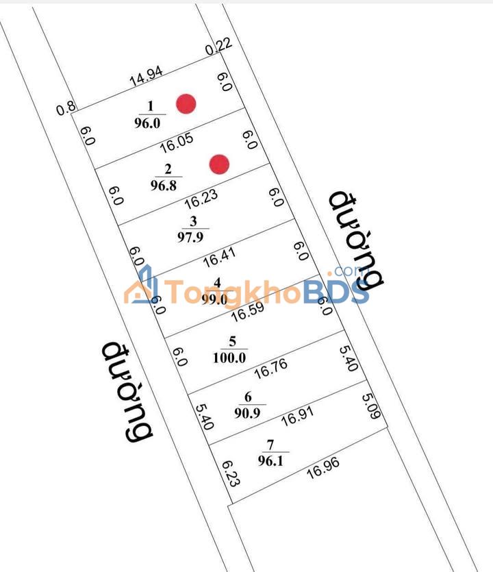 Bán 5 Lô Đất Mặt Tiền Trước Sau 96m² Phường Long Hương, Bà Rịa - 1.35 Tỷ/Lô