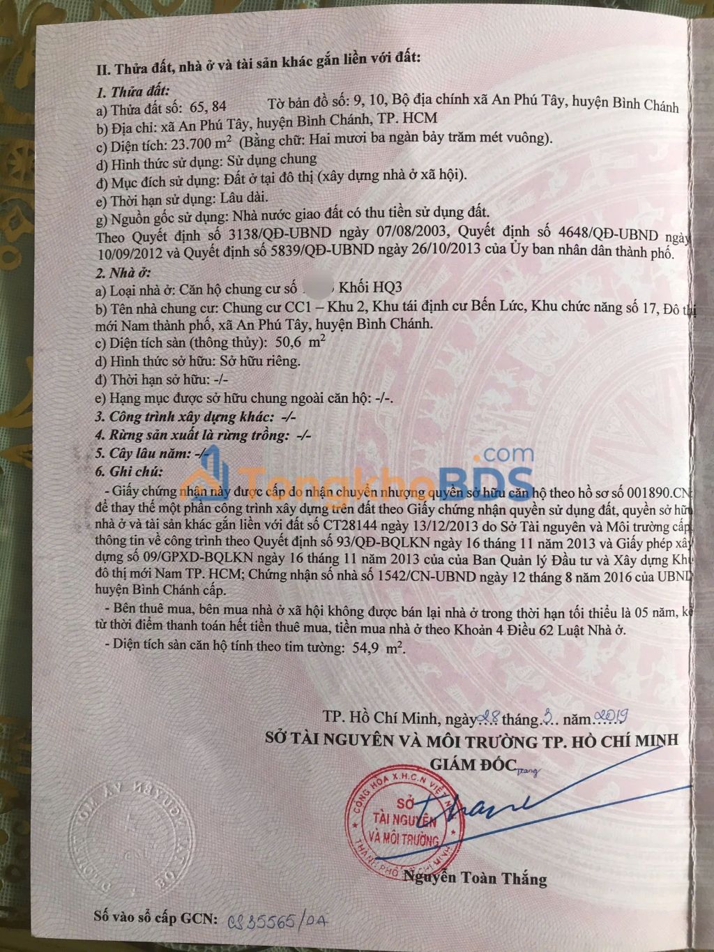 Căn hộ HQC Plaza Bình Chánh 55m² 1.38 tỷ - View đẹp