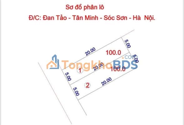 Đất nền Tân Minh Sóc Sơn 100m² 2.6 tỷ - Đường ô tô vào tận đất