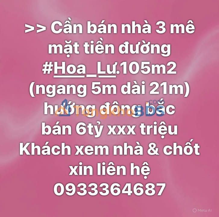 Nhà riêng Hoa Lư Quy Nhơn 105m² 6 tỷ - Chính chủ bán