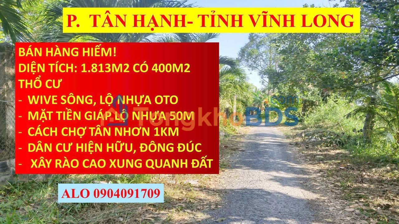 Đất Vĩnh Long 1800m² Mặt Tiền 50m - Giá Tốt, Sổ Hồng