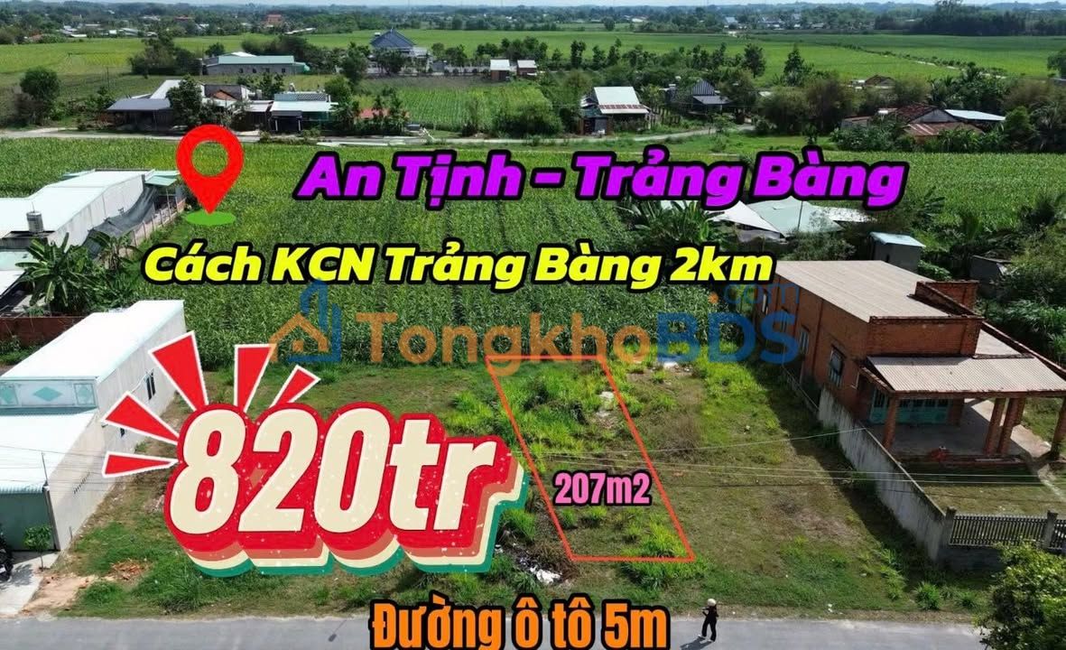 Đất An Tịnh Trảng Bàng 207m² 820 triệu - Sổ đỏ chính chủ