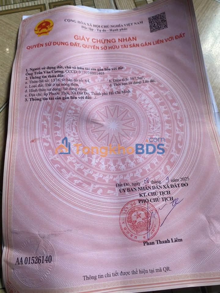 Đất nền Ấp Phước Thới 108m² 1.4 tỷ - Tiềm năng tăng giá