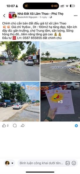 Đất nền Tứ Xã Việt Trì 100m² 1.6 tỷ F0 - Sổ đỏ chính chủ