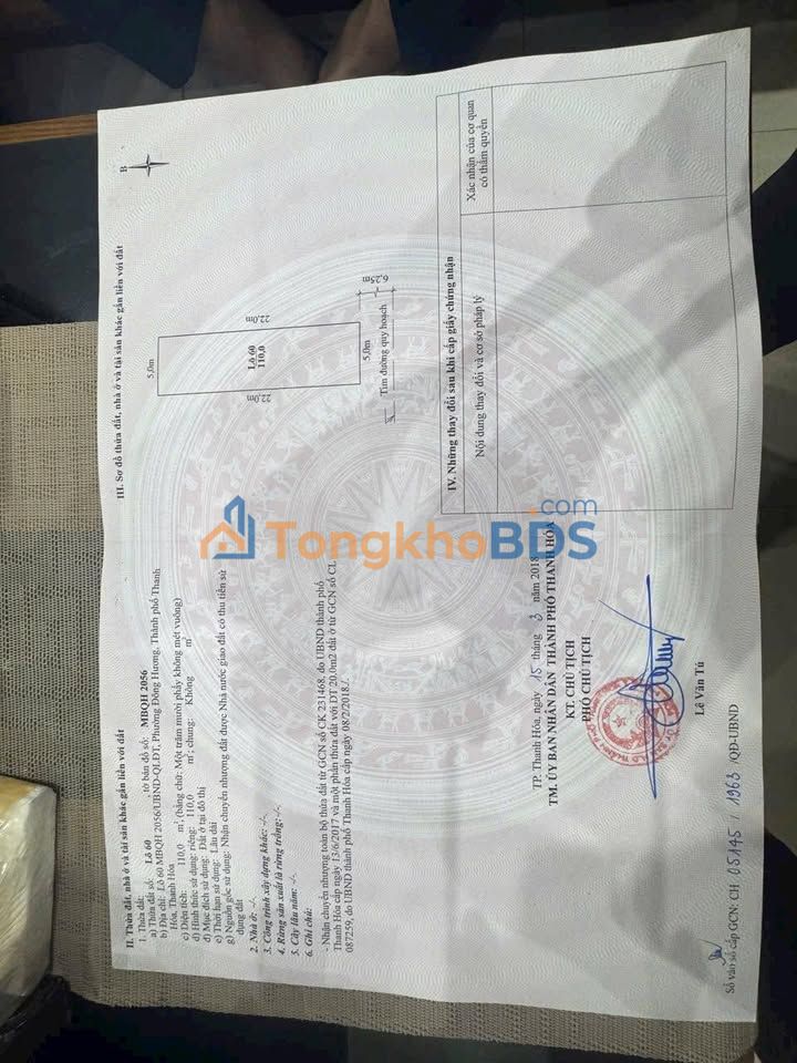 Đất nền Thanh Hóa Lê Lợi 110m² 4 tỷ - Sổ đỏ chính chủ