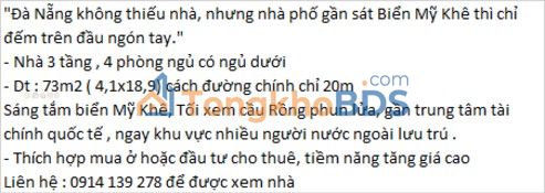 Nha Son Tra Tho Quang 73m2 9 ty - O to vao tan nha