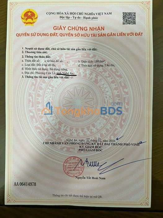 Đất Nghi Hương Cửa Lò 180m² giá 6.84 tỷ - Sổ đỏ chính chủ