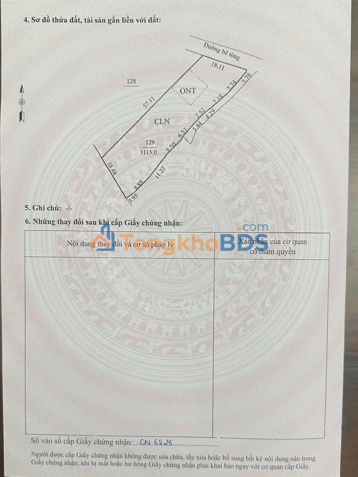 Đất Cao Dương Hòa Bình 1.115m² thỏa thuận - Sổ đỏ