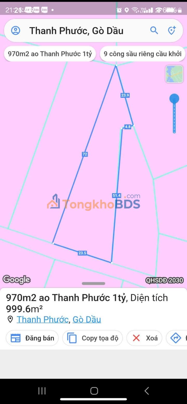 Đất nền Thanh Phước Gò Dầu 980m² 1.35 tỷ - Sổ đỏ chính chủ