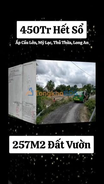 Đất vườn Mỹ Lạc Thủ Thừa 257m² 450tr - Sổ đỏ chính chủ