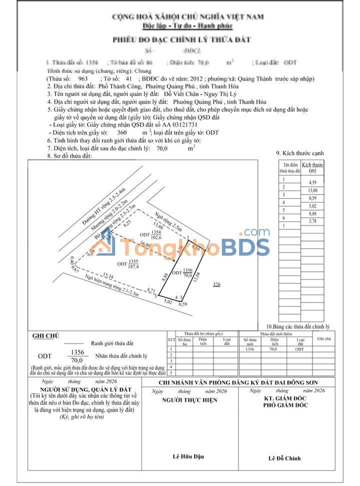 Đất Phố Thành Công Sầm Sơn 70m² 8xx triệu - Tiềm năng tăng giá