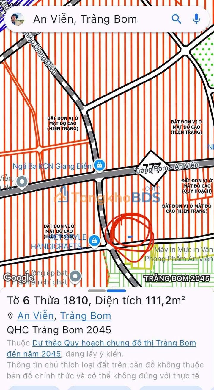 Đất nền An Viễn Trảng Bom 111m² 800-899 triệu - Sổ đỏ chính chủ