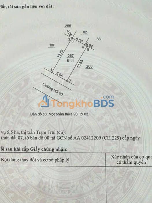 Đất dịch vụ Trạm Trôi 81m² 1.134 tỷ - Sổ đỏ chính chủ