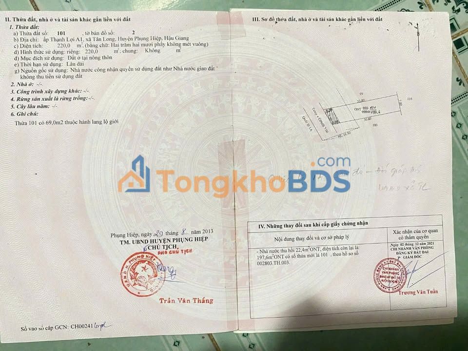 Đất nền Quốc lộ 1A Châu Thành A 217m² - Sổ đỏ chính chủ